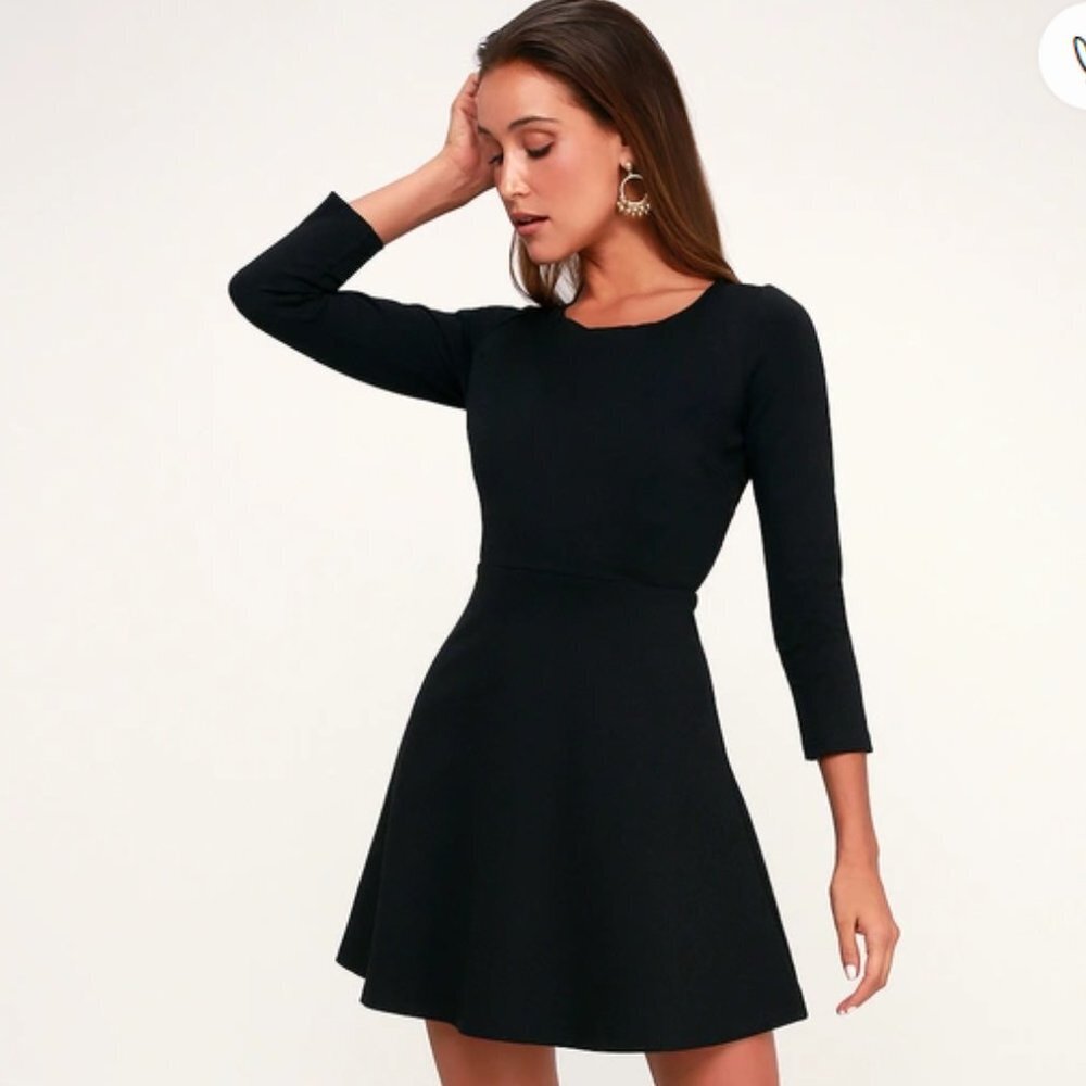 Lulu's Felicity Black Backless Lace Skater Dress Size: S New!